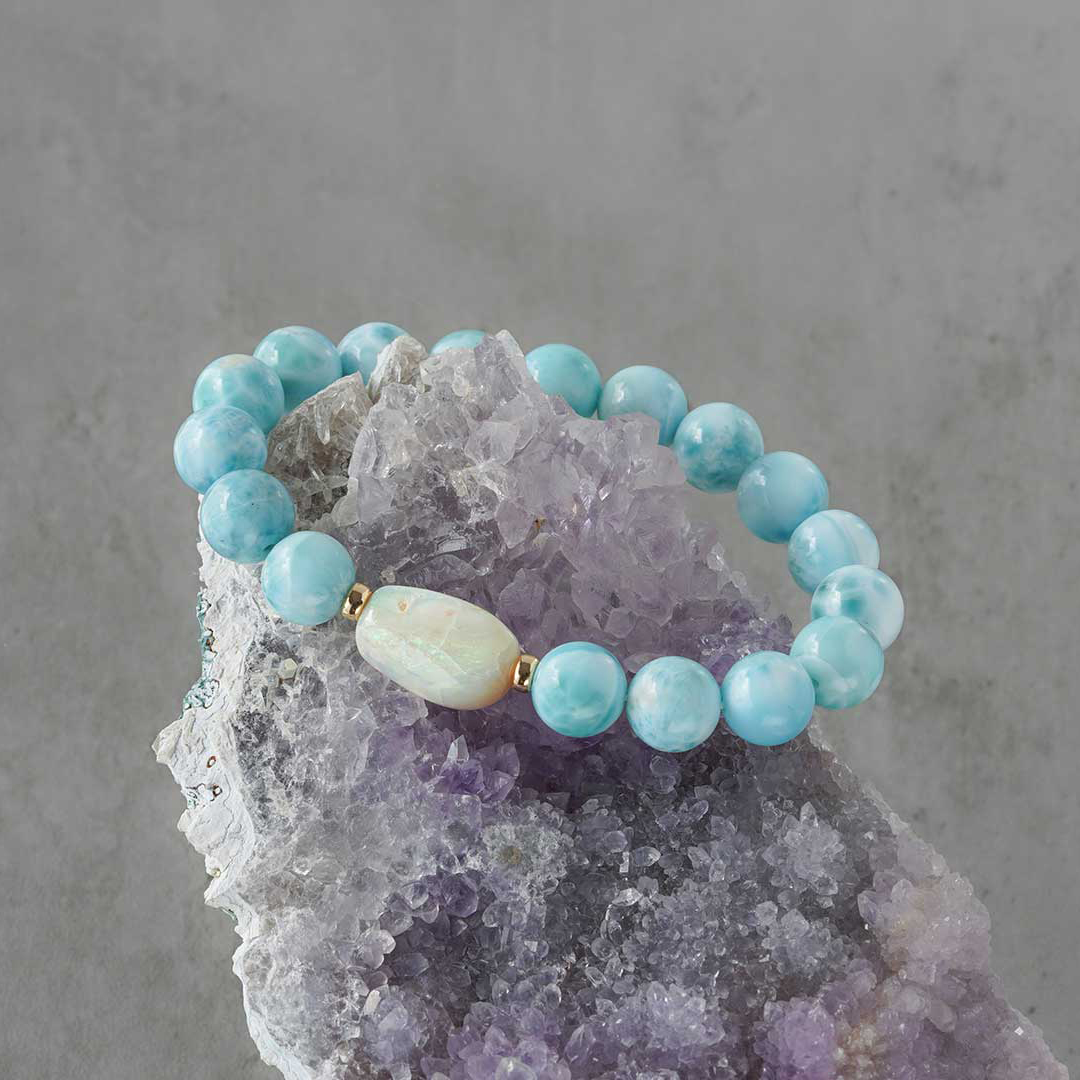 Larimar × Crystal opal bracelet /ラリマー、クリスタルオパール