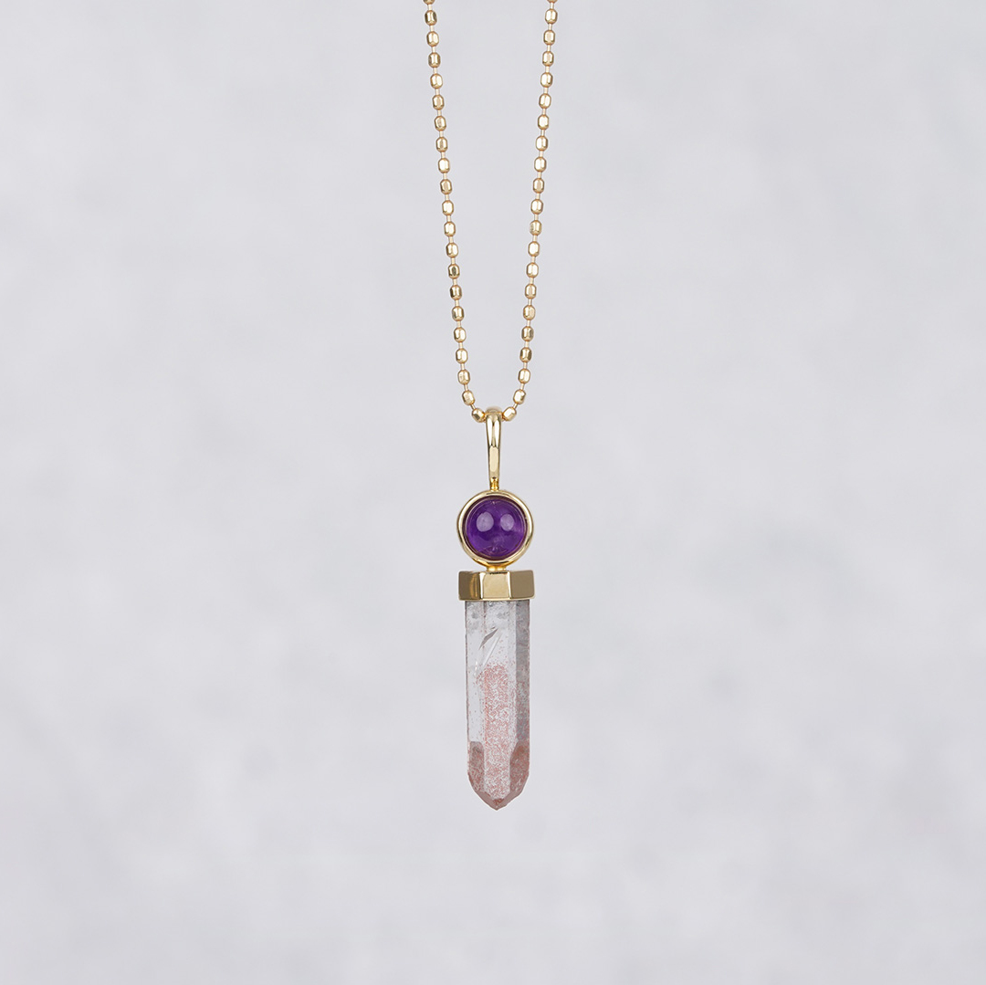 Azeztulite × Amethyst pendulum charm 2.81 /アゼツライト、アメシスト | Hariqua -パワーストーンジュエリー-