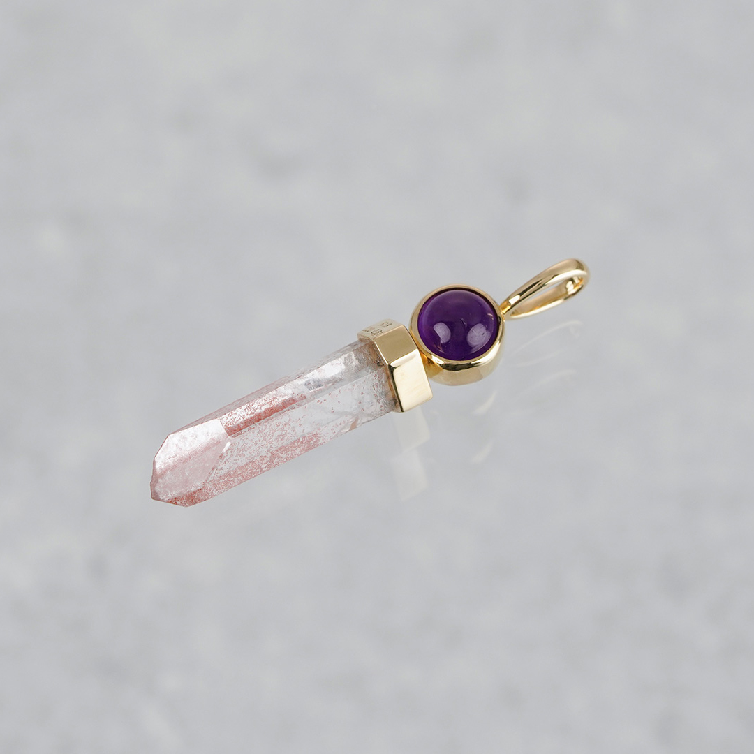 Azeztulite × Amethyst pendulum charm 2.81 /アゼツライト、アメシスト |  Hariqua-パワーストーンジュエリー-