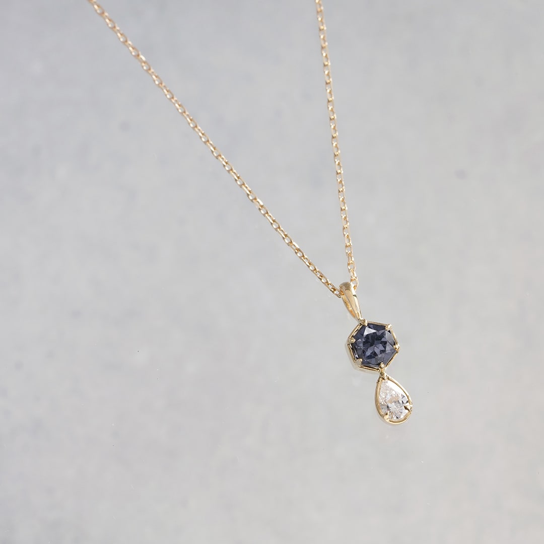 Blue spinel × Diamond necklace 0.41 /ブルースピネル、ダイヤモンド（クリア）