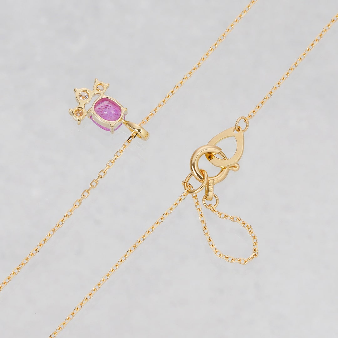 Silky pink sapphire × pink diamond necklace 0.39 /シルキーピンク 