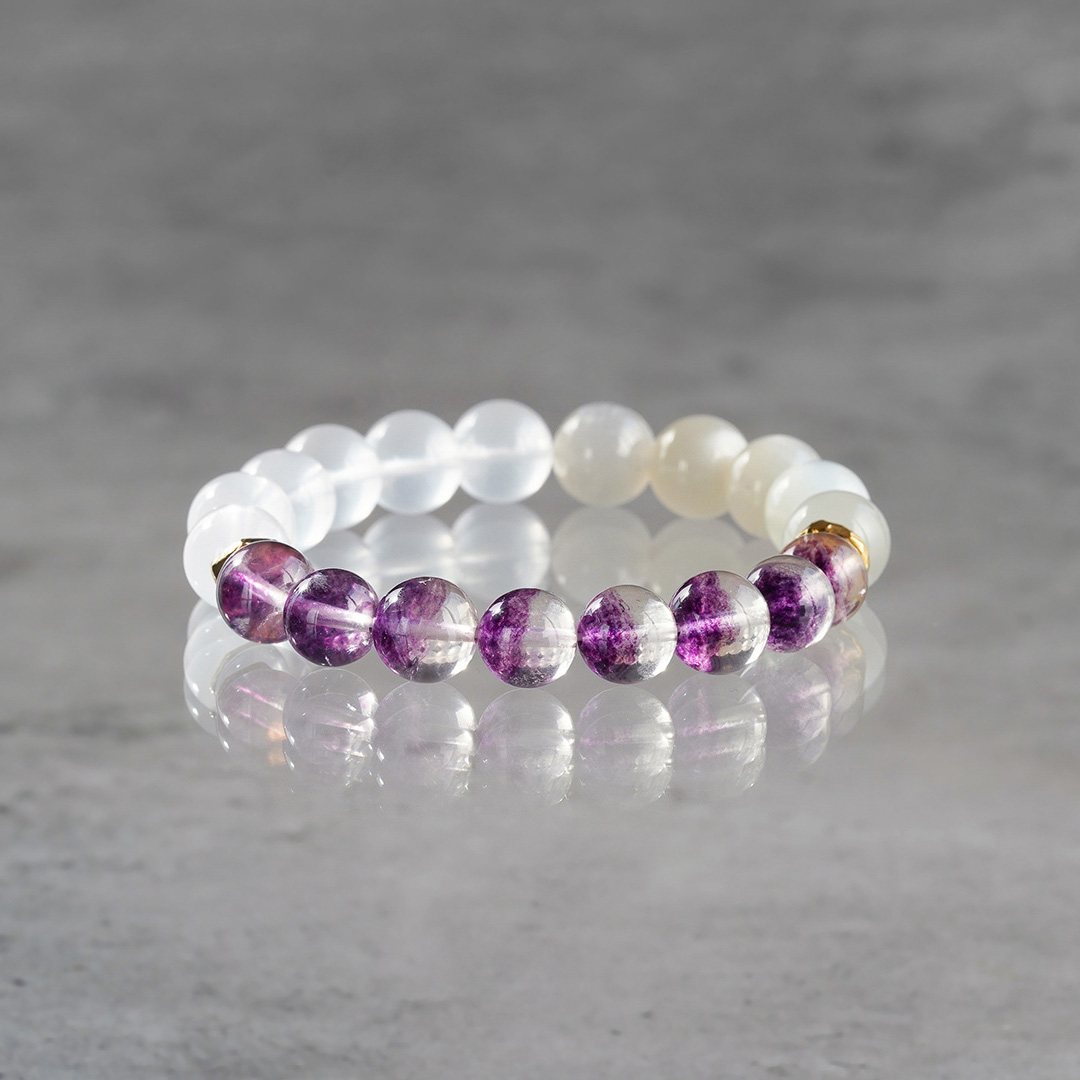 Purple fluorite × Milky quartz bracelet /パープルフローライト