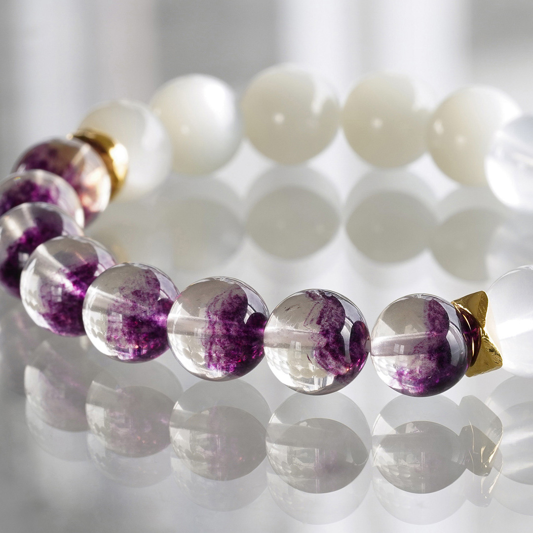 Purple fluorite × Milky quartz bracelet /パープルフローライト