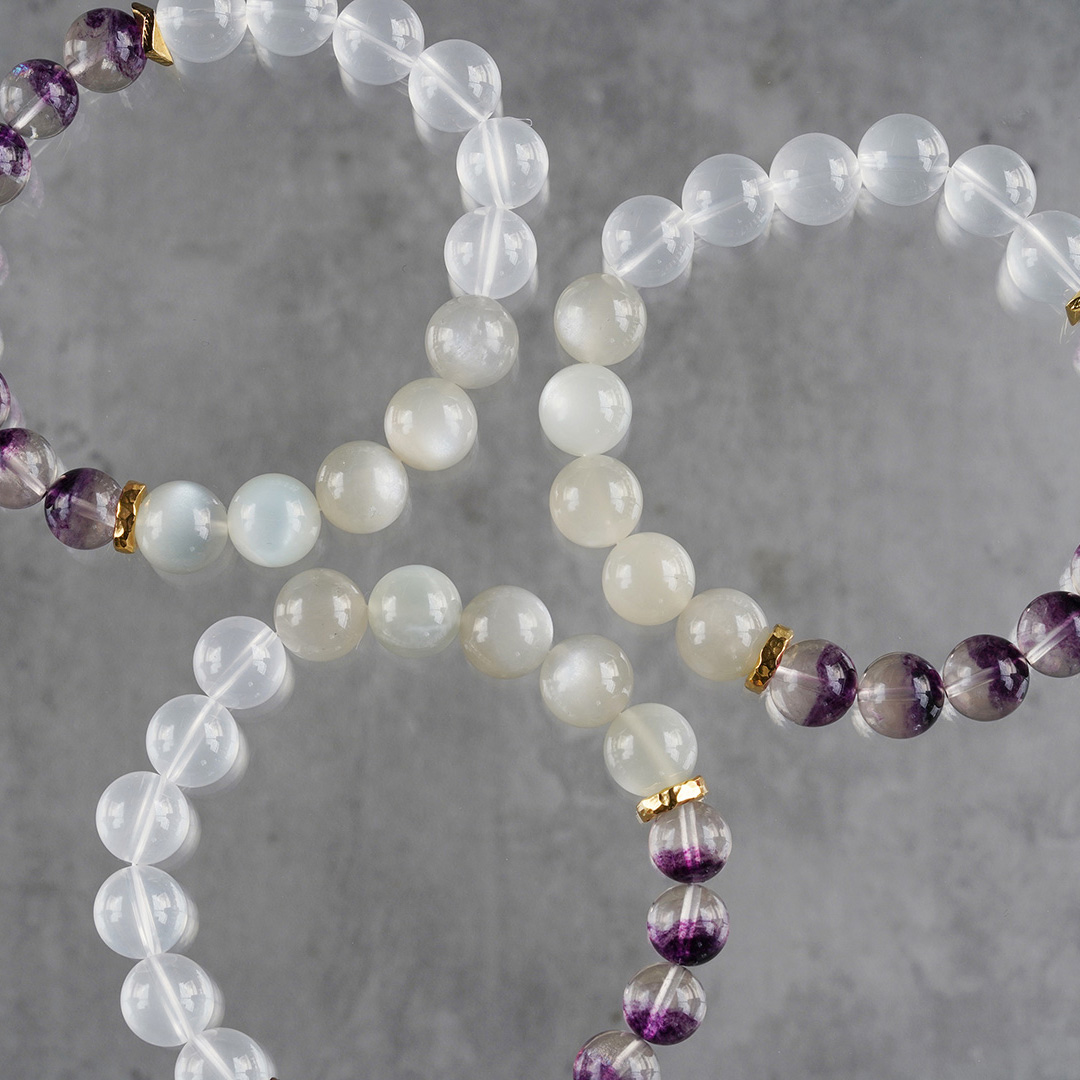 Purple fluorite × Milky quartz bracelet /パープルフローライト