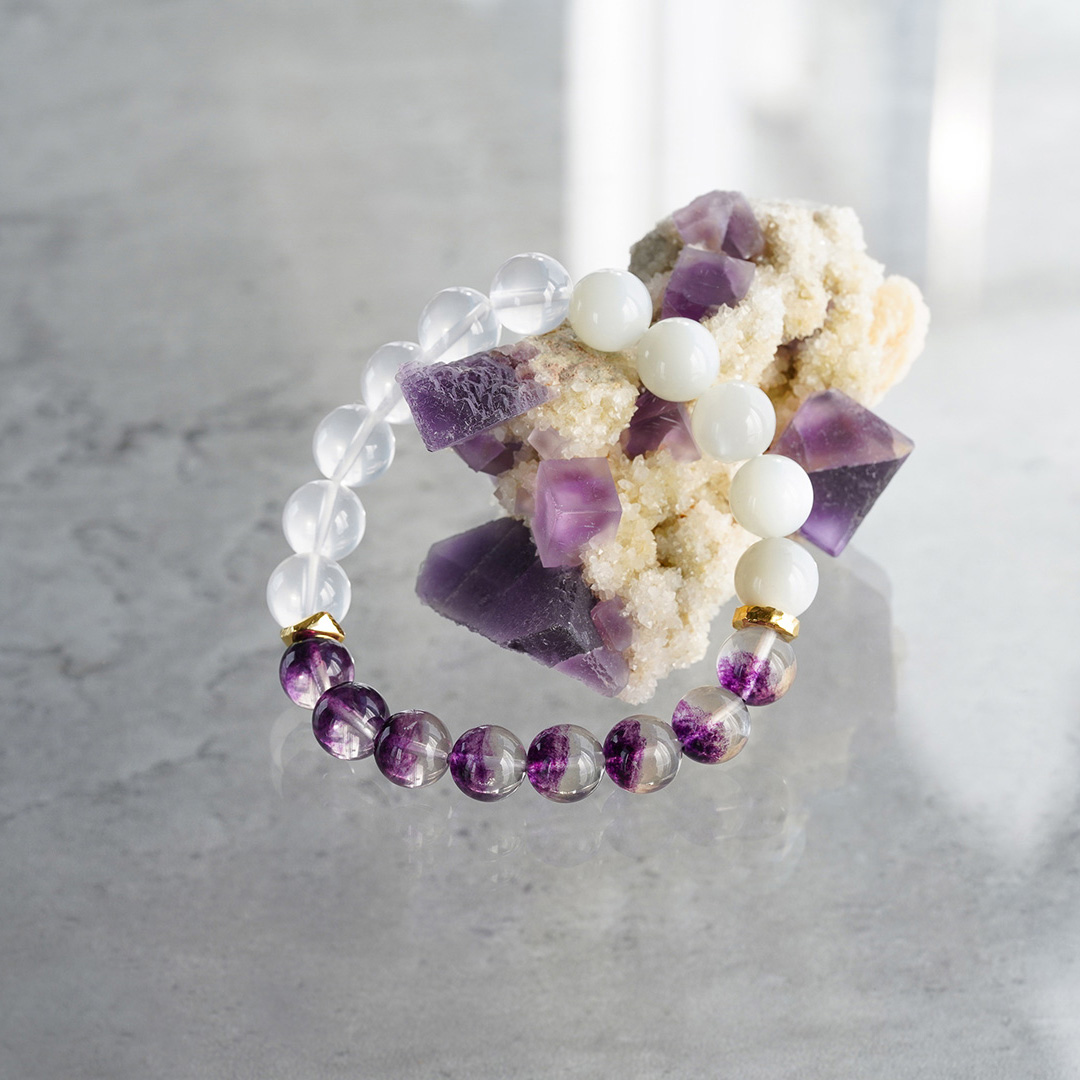 Purple fluorite × Milky quartz bracelet /パープルフローライト