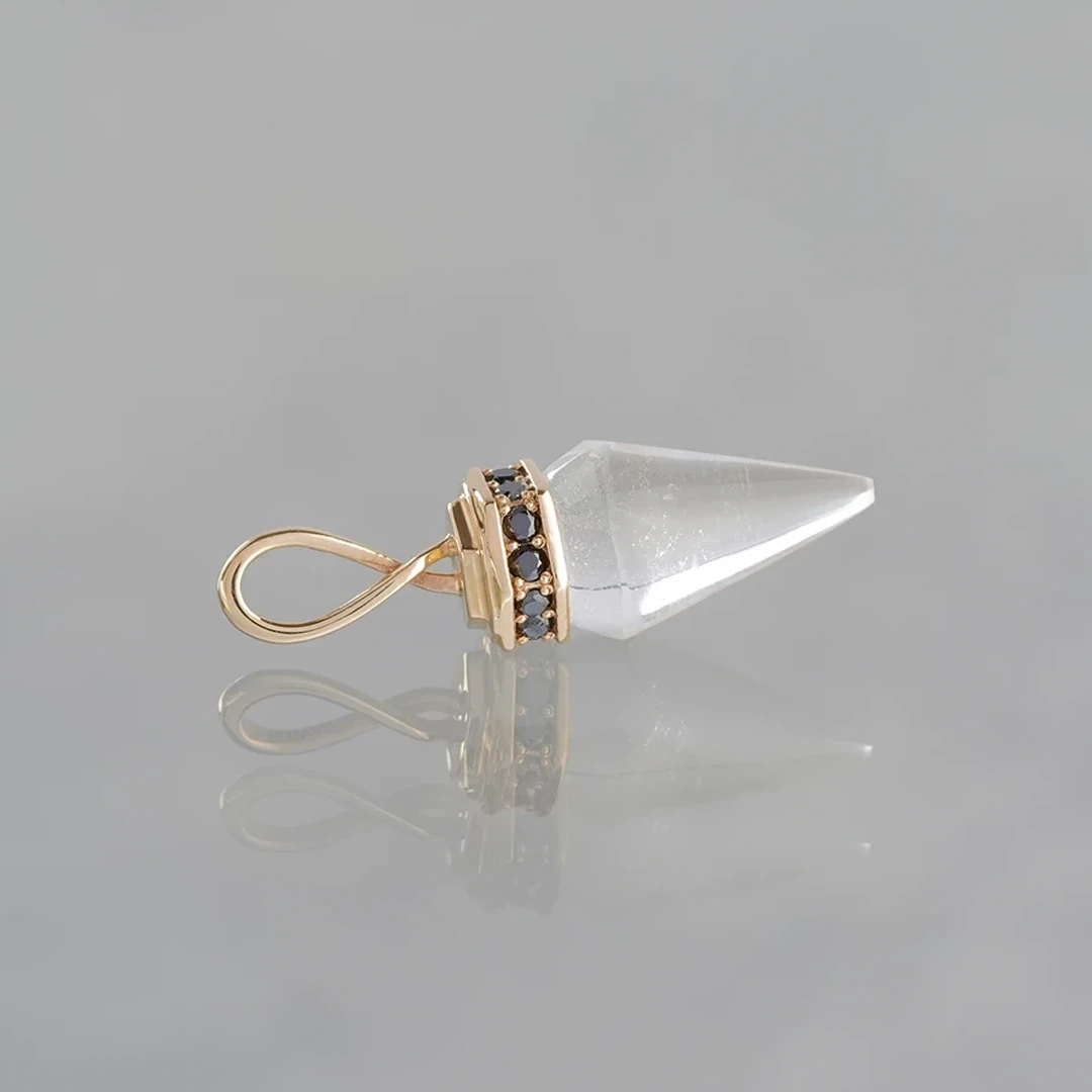 Black diamond × Himalayan quartz pendulum charm /ブラックダイヤモンド、ヒマラヤクォーツ. |  Hariqua-パワーストーンジュエリー-