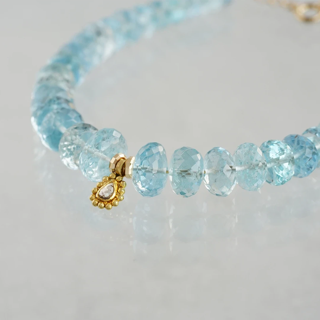 Santamaria Aquamarine × Diamond bracelet /サンタマリア・アクアマリン、ダイヤモンド（クリア） |  Hariqua-パワーストーンジュエリー-