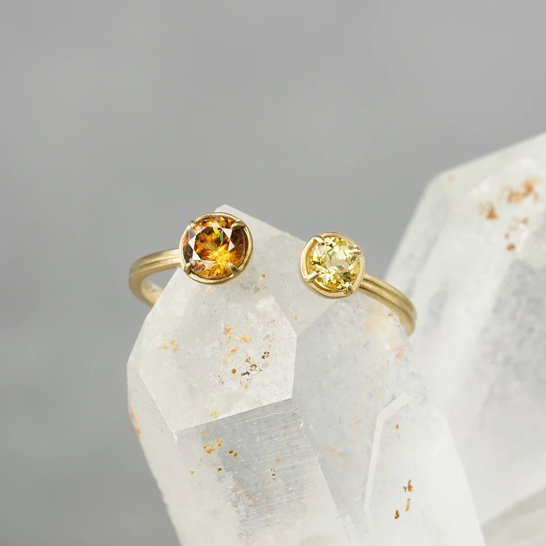 Sphene × Yellow sapphire ring 0.54 /スフェーン、イエローサファイア