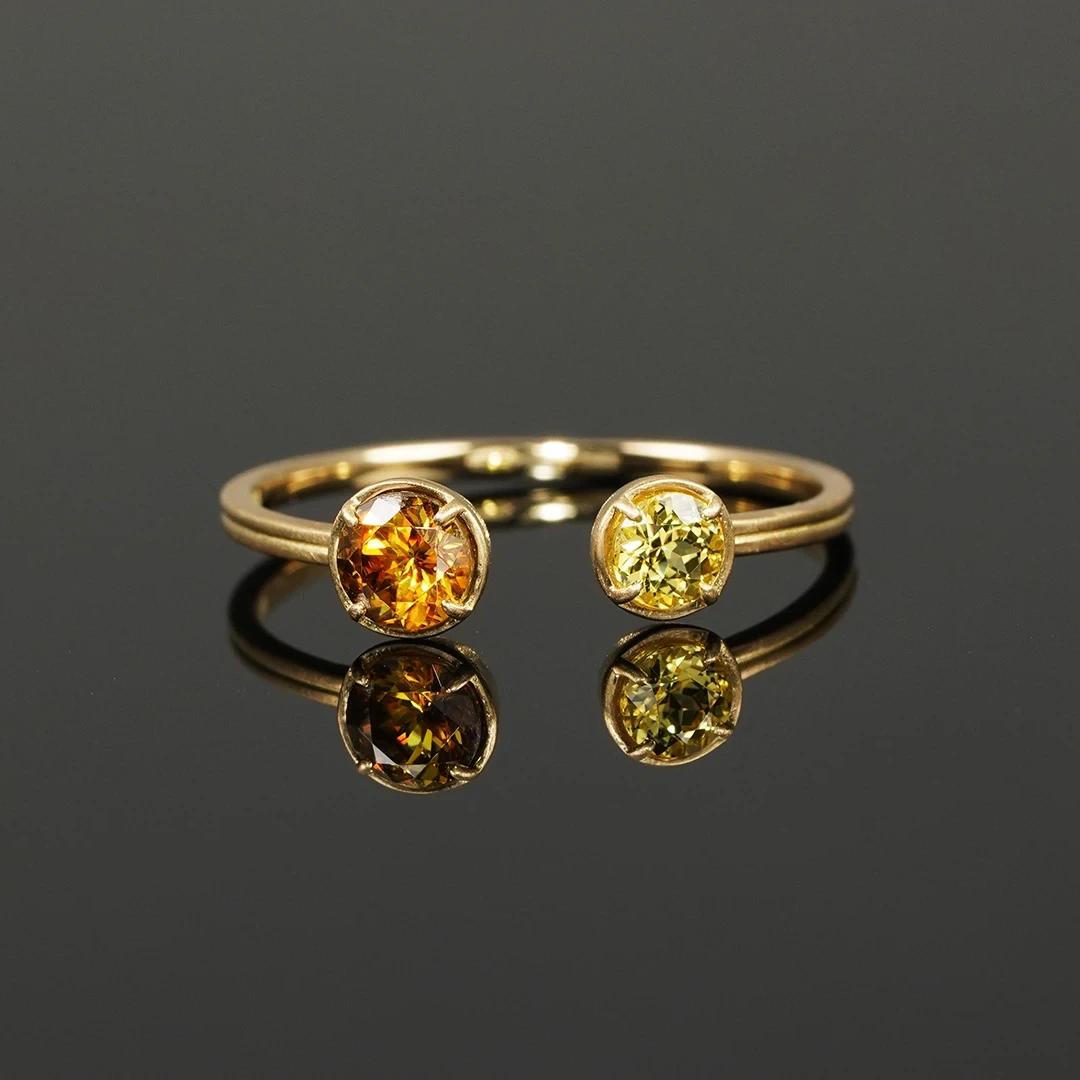 Sphene × Yellow sapphire ring 0.54 /スフェーン、イエローサファイア