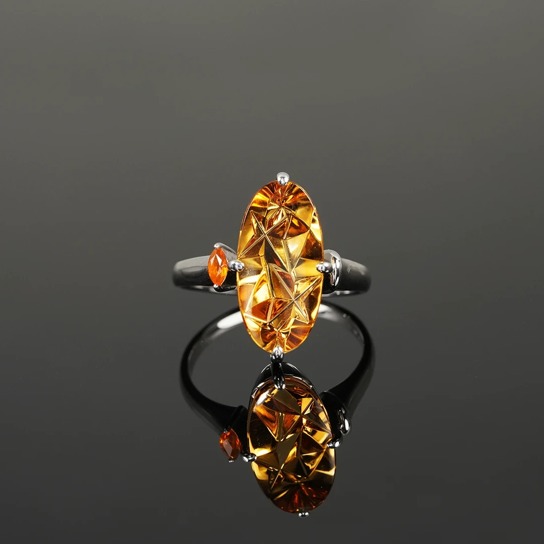 Ancienne Ring - Munsteiner Citrine × Fire opal ring 4.97 /ムーンシュタイナー・シトリン、ファイアオパール  | Hariqua-パワーストーンジュエリー-