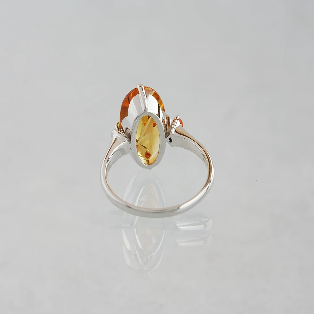 Ancienne Ring - Munsteiner Citrine × Fire opal ring 4.97 /ムーン 