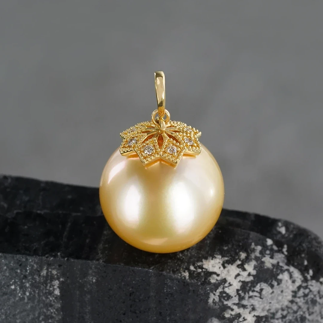Gold pearl × Diamond charm 13.3mm /ゴールド真珠（パール 