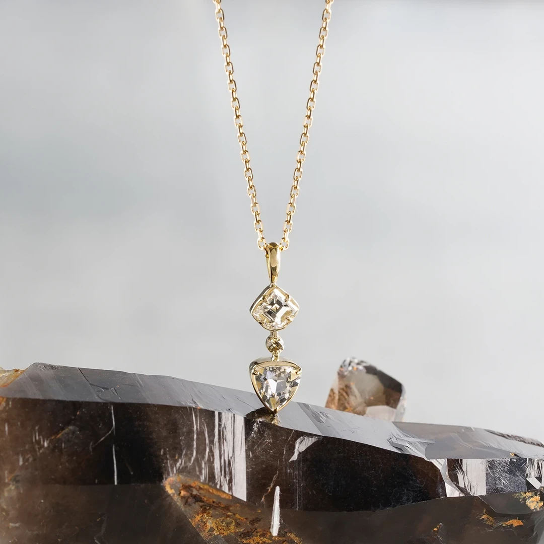Russian lemurianseed quartz × Diamond necklace 0.42 /ロシアン 