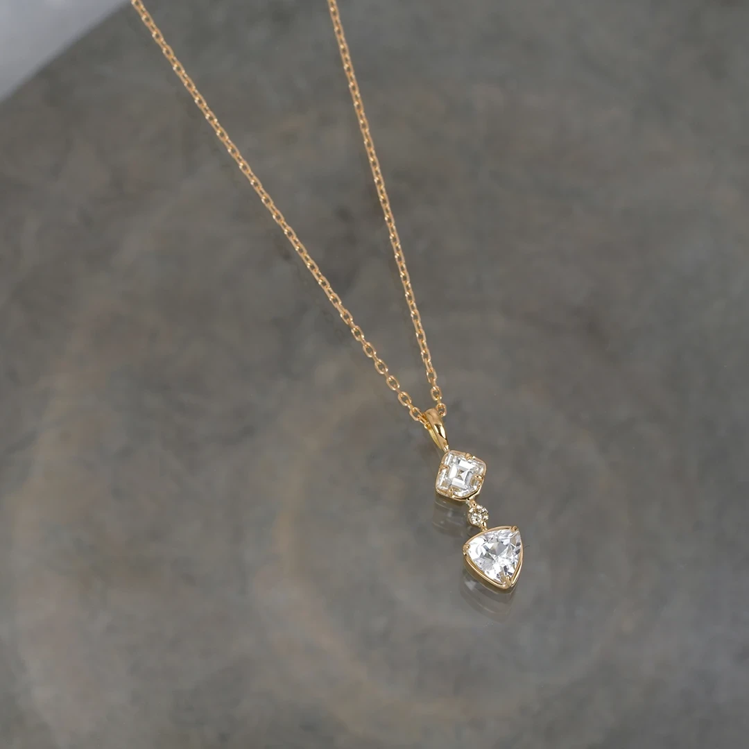 Russian lemurianseed quartz × Diamond necklace 0.42 /ロシアン 
