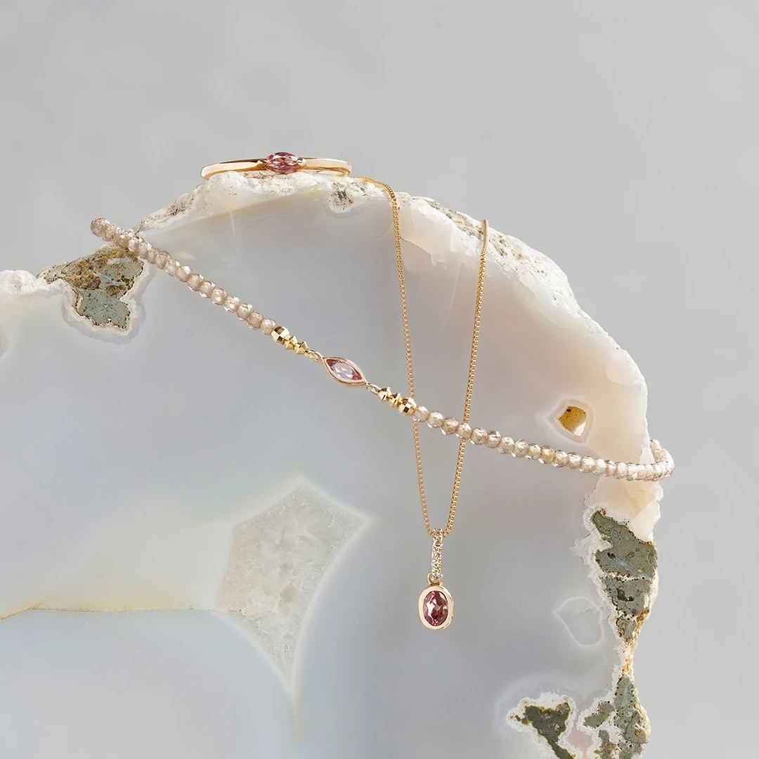 Pink zircon marquise bracelet /ピンクジルコン. | Hariqua