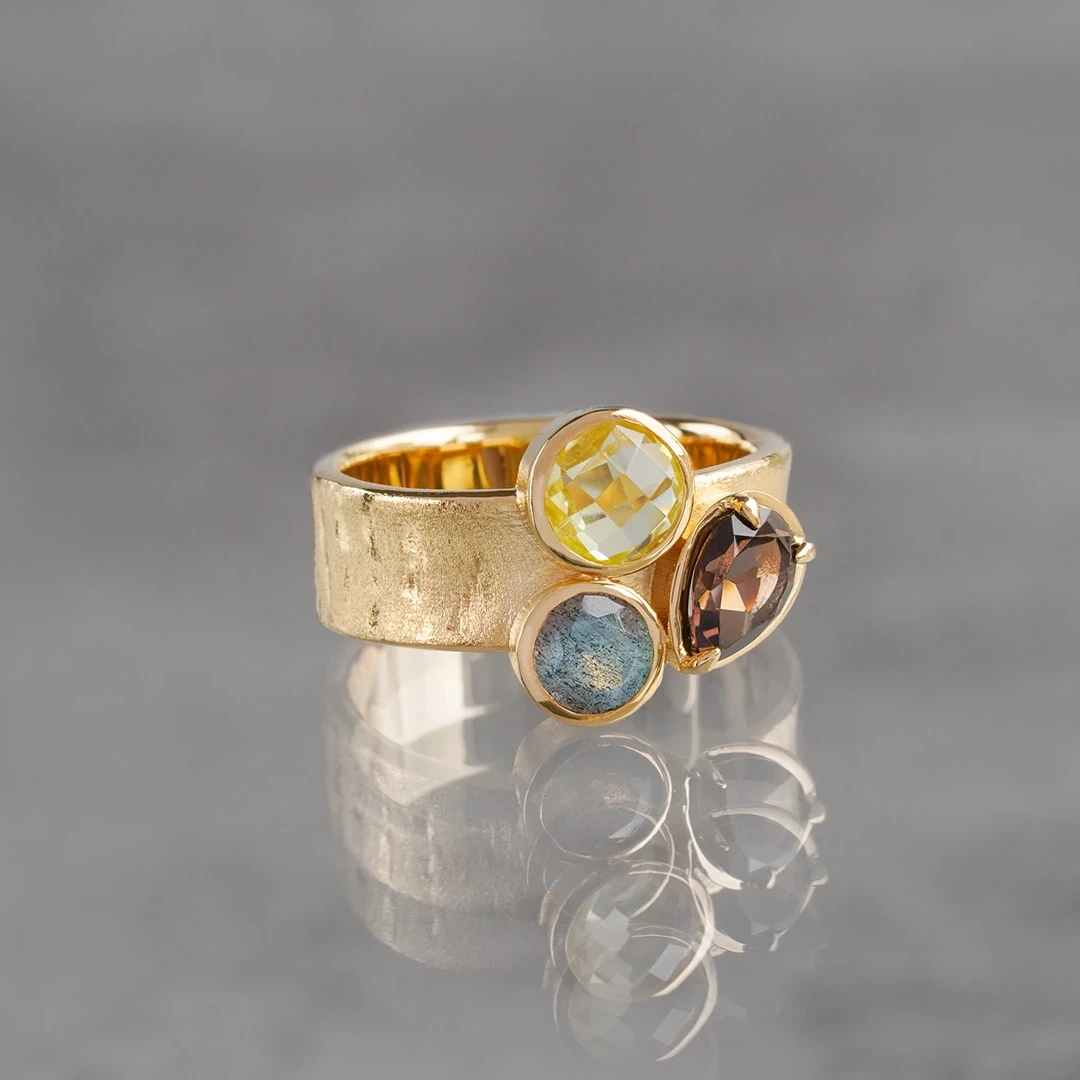 Lemon quartz × Labradorite ring /レモンクォーツ、ラブラドライト 