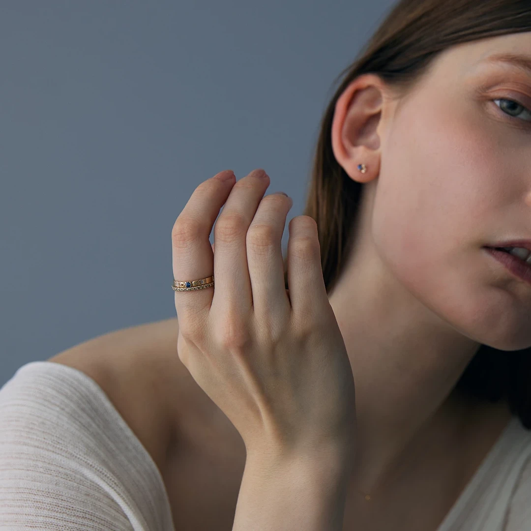 Benitoite × Lemurianseed quartz ring /ベニトアイト、レムリアン ...