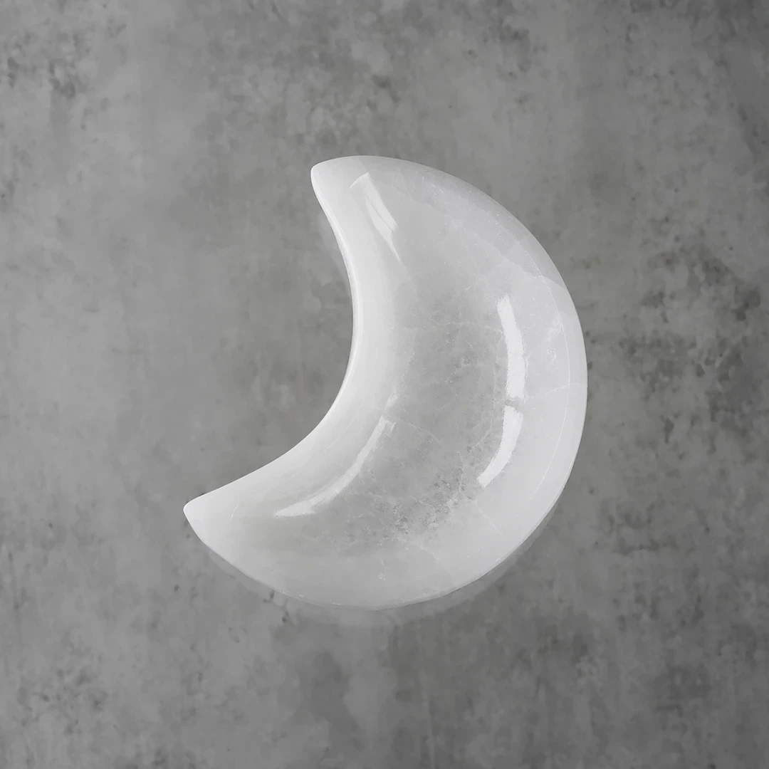 Selenite large moon bowl 601g /セレナイト | Hariqua