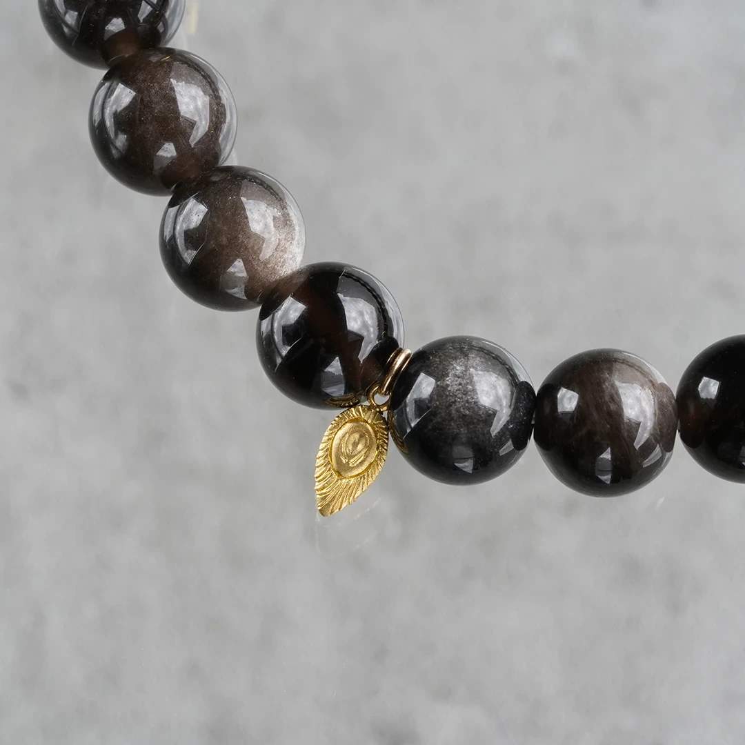 Silver sheen obsidian bracelet /オブシディアン. | Hariqua 