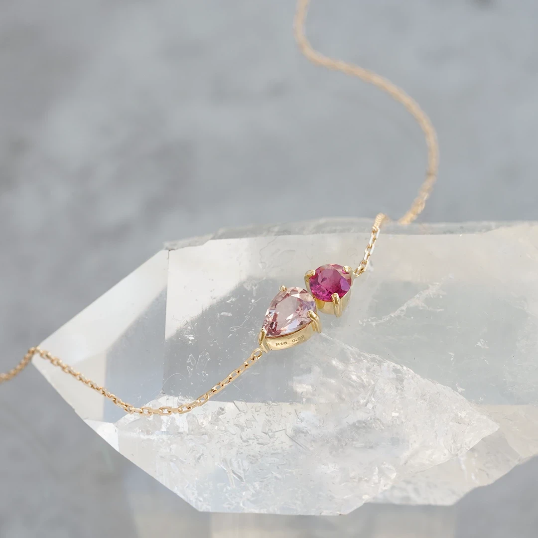 Malaia garnet × Pink tourmaline bracelet 0.75 /マライアガーネット、ピンクトルマリン |  Hariqua-パワーストーンジュエリー-