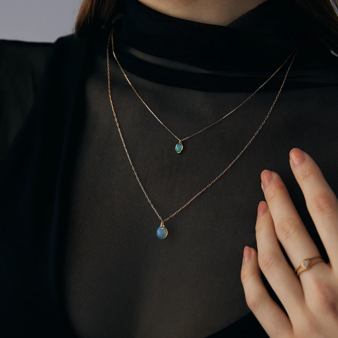 Water opal oval necklace /ウォーターオパール. | Hariqua 