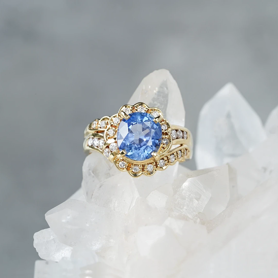 Ancienne Ring - Blue sapphire × Diamond ring 2.97 /ブルー 