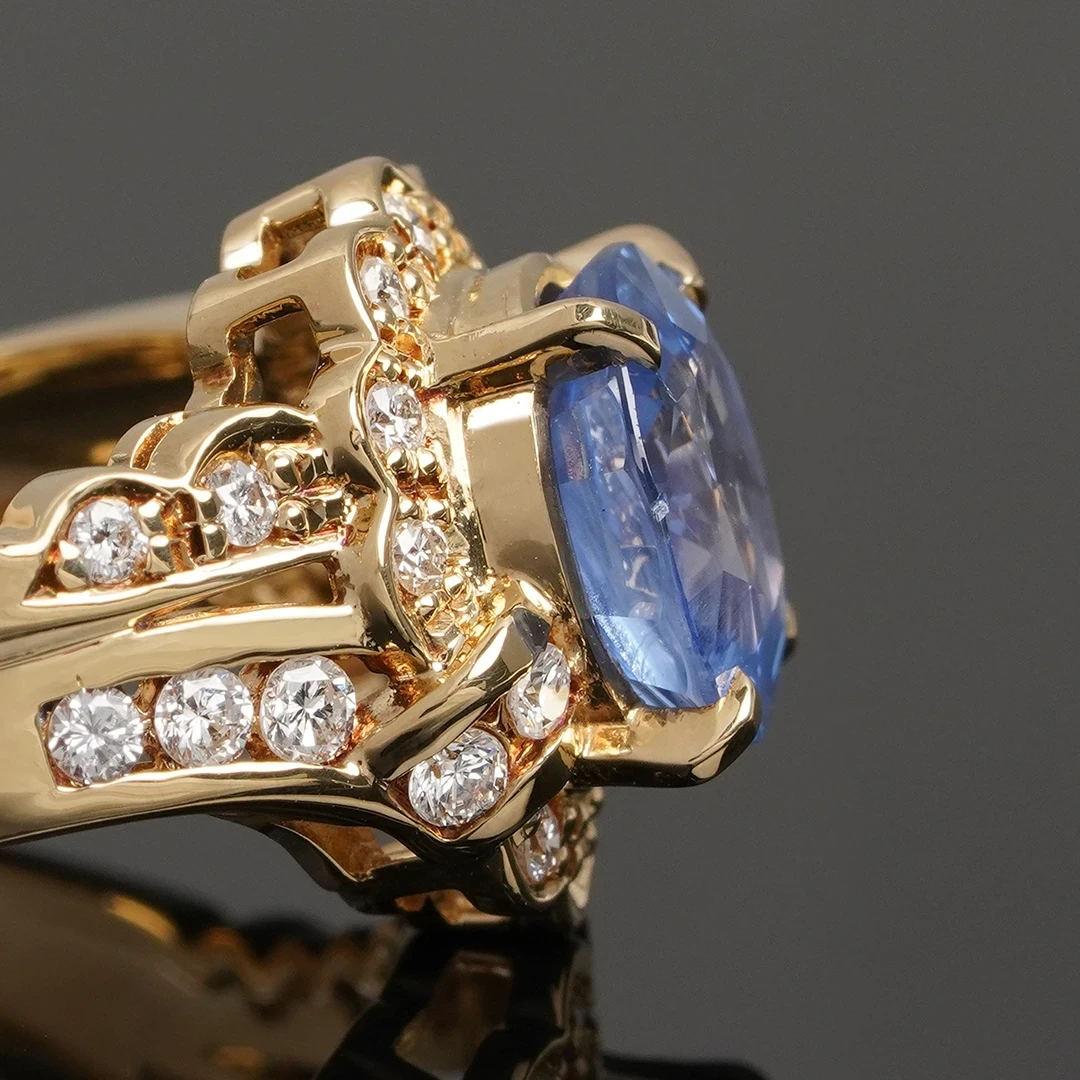 Ancienne Ring - Blue sapphire × Diamond ring 2.97 /ブルー 