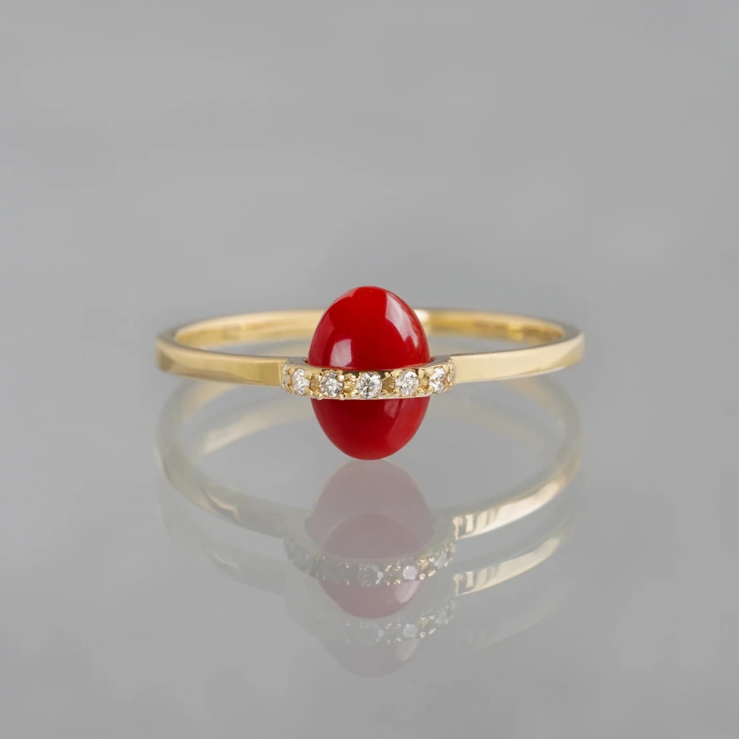 Red coral ring /赤珊瑚（コーラル）. | Hariqua-パワーストーンジュエリー-