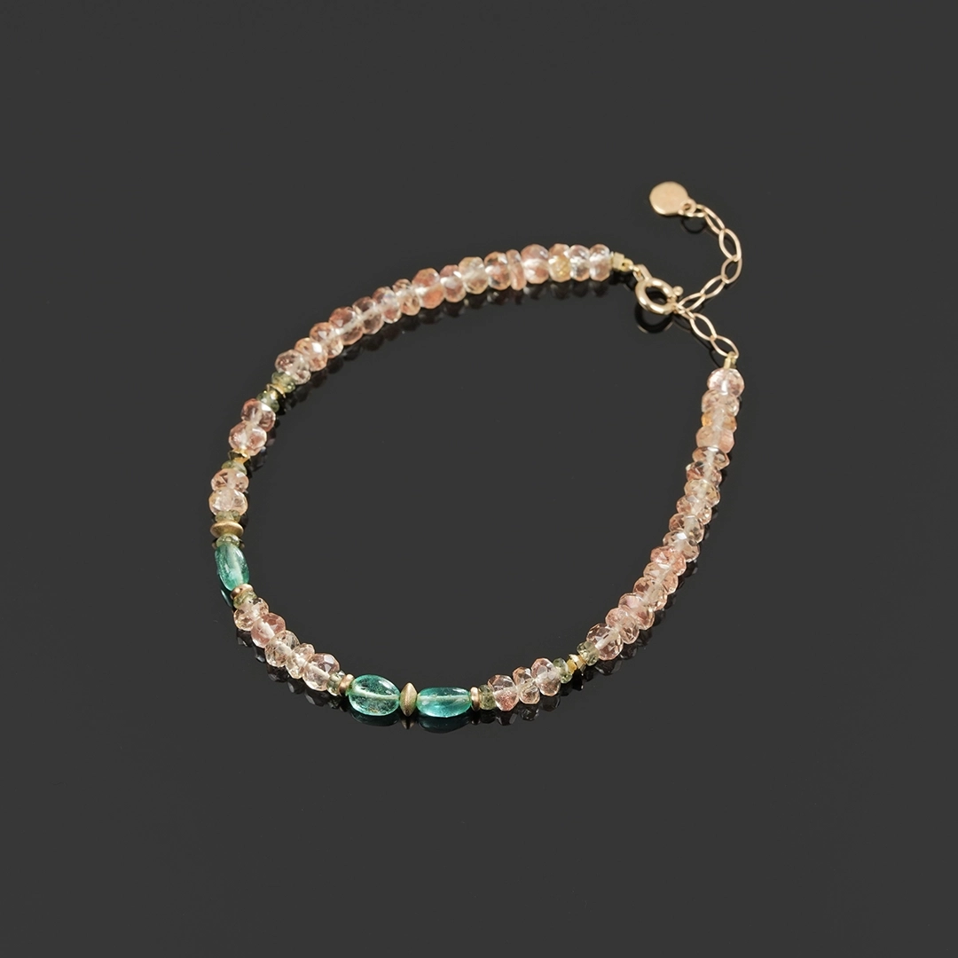 Oregon Sunstone × Emerald × Green sapphire bracelet /オレゴンサンストーン、エメラルド、グリーンサファイア  | Hariqua-パワーストーンジュエリー-