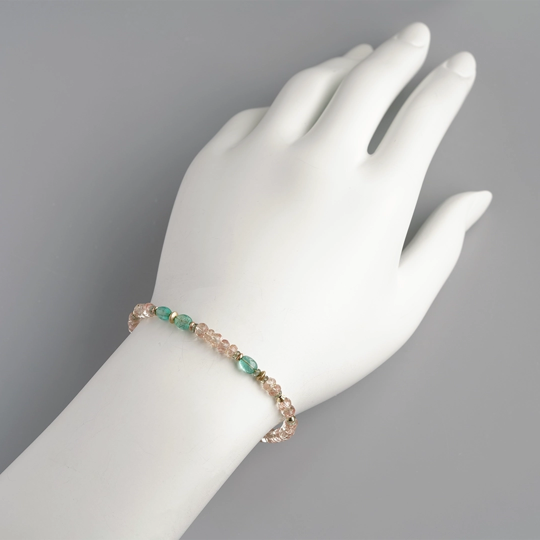 Oregon Sunstone × Emerald × Green sapphire bracelet /オレゴンサンストーン、エメラルド、グリーンサファイア  | Hariqua-パワーストーンジュエリー-