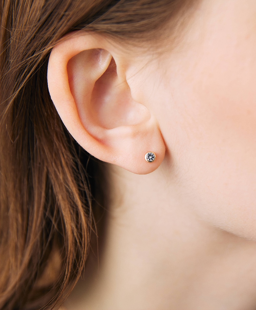 大人気定番商品 round Phenakite single Hariqua | /フェナカイト pierce アクセサリー