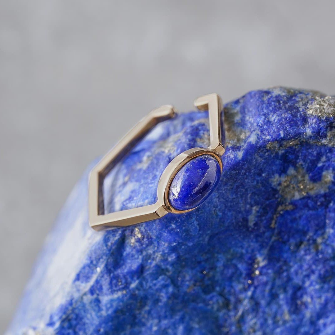Lapis lazuli oval ear cuff ring /ラピスラズリ | Hariqua ...