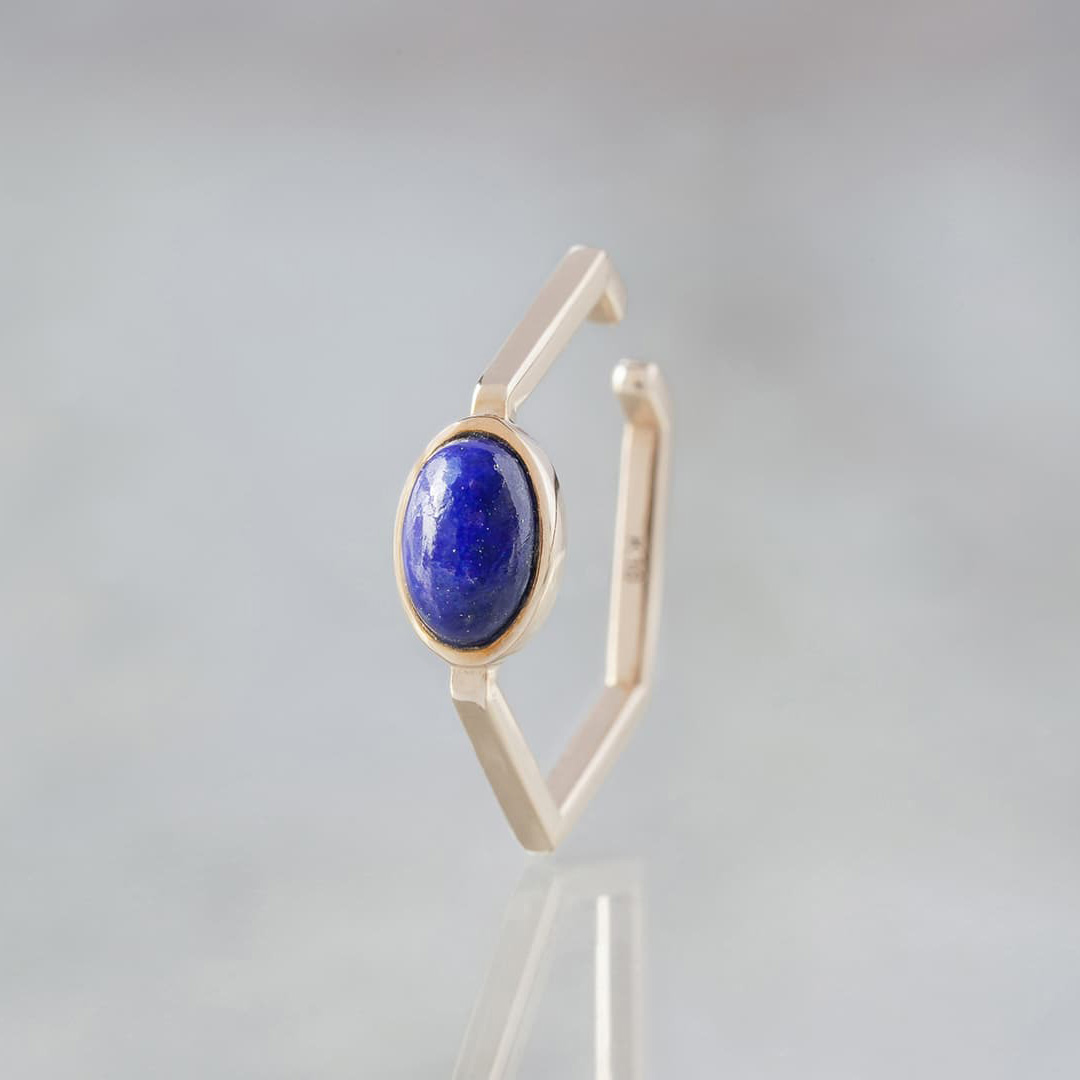 Lapis lazuli oval ear cuff ring /ラピスラズリ | Hariqua ...